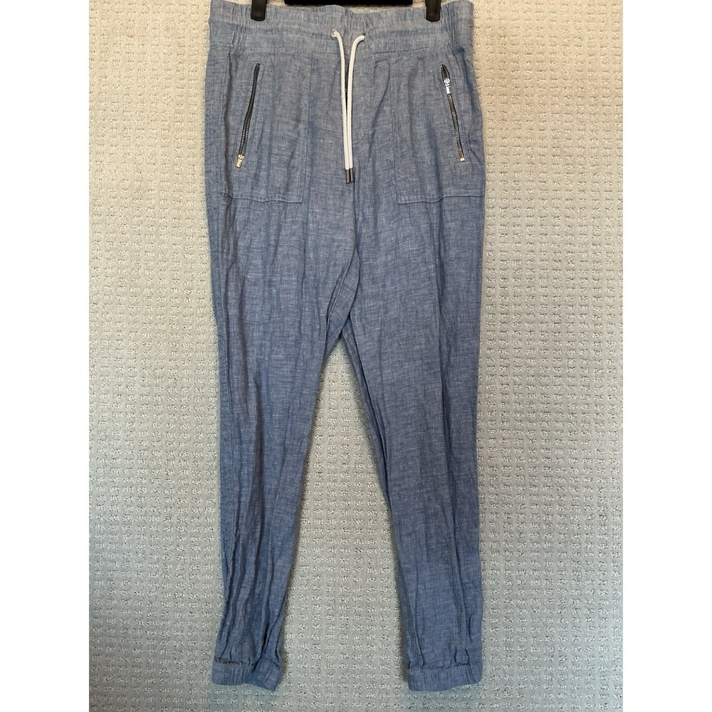 Athleta Cabo Linen Jogger 6 Light Blue Drawstring Pants Chambray